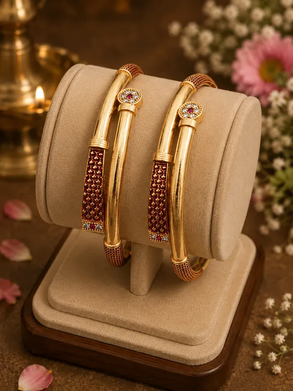 Gold_Plated_Ruby_Studded_Bamboo_Design_Bangles_For_Women