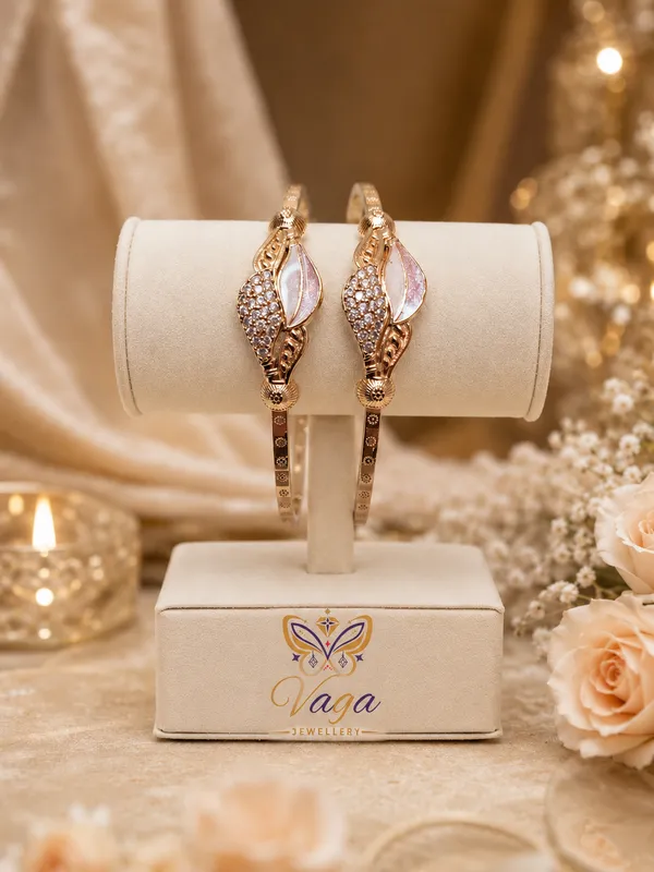 Gold_Tone_Leaf_Design_Bracelets_Set_For_Women