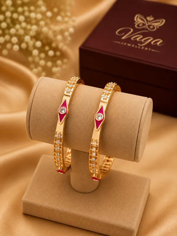 Gold_Plated_Crystal_Studded_Enamel_Bangle_Set
