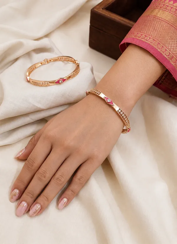Gold_Plated_Crystal_Studded_Enamel_Bangle_Set