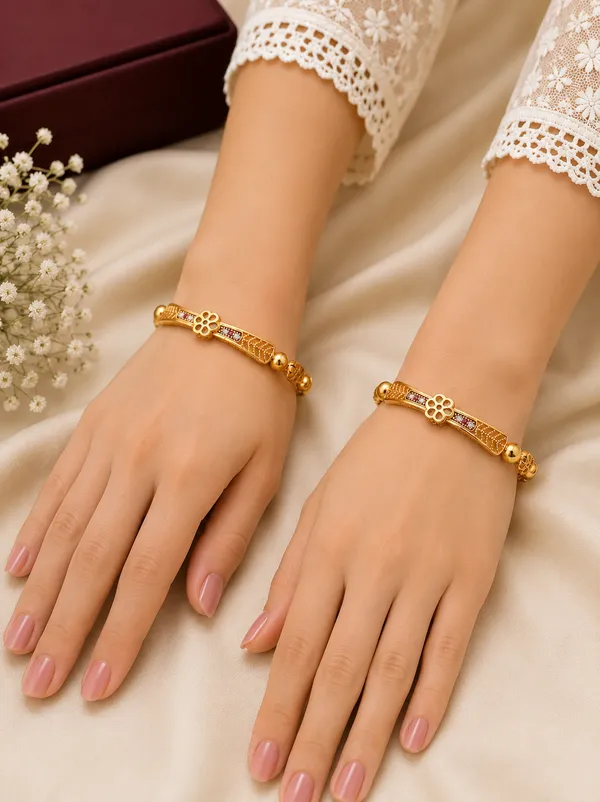 Gold_Plated_Floral_Design_Bangles_For_Women