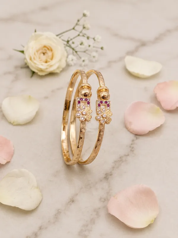 Rose_Gold_Floral_Stone_Embellished_Bangles_For_Women