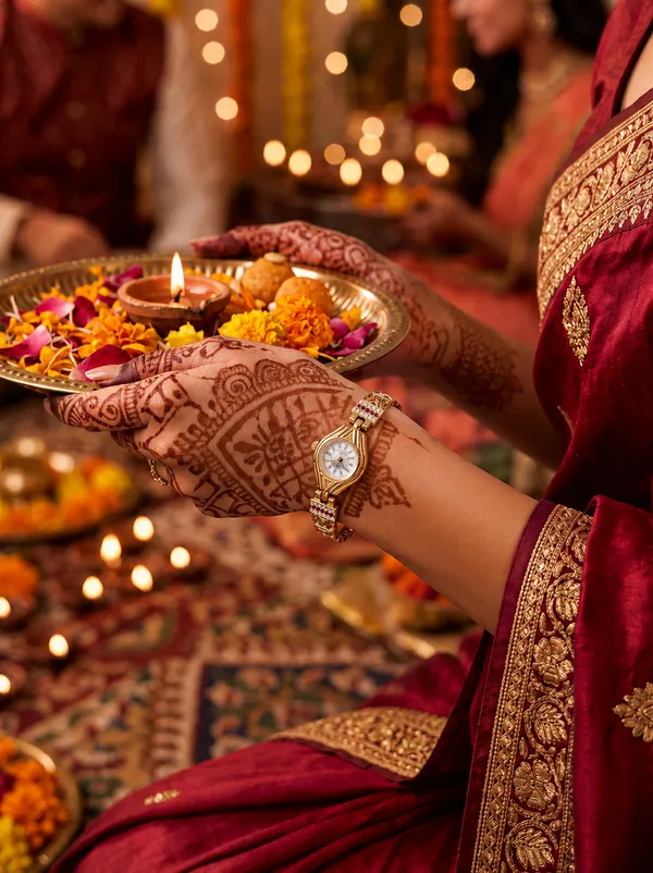 Vaga_Filigree_High_Gold_Plated_AD_&_Ruby_Embedded_Watch_with_Accent