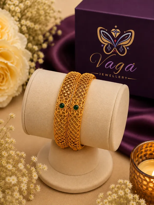 Gold_Plated_Mesh_Design_Bangles_With_Black_Stone_Accents