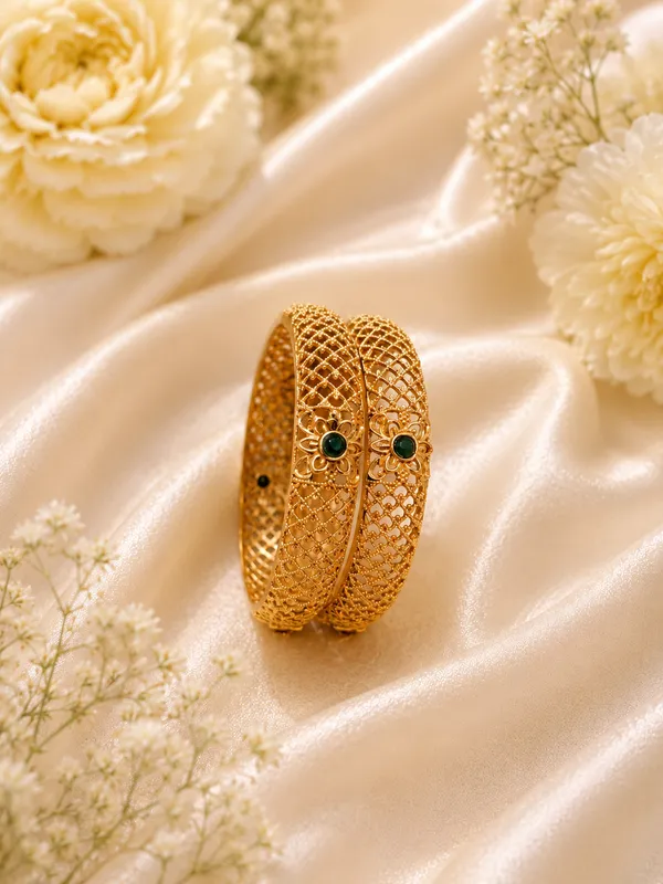 Gold_Plated_Mesh_Design_Bangles_With_Black_Stone_Accents