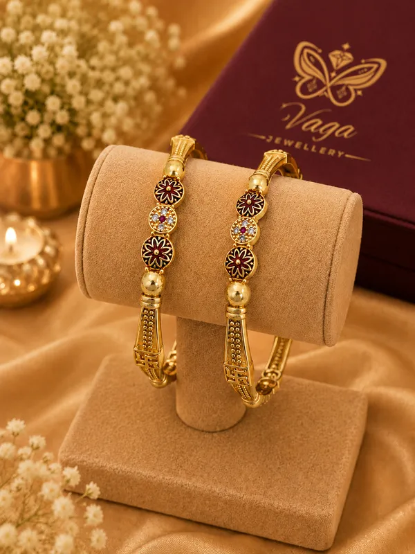 Gold_Plated_Floral_Meenakari_Openable_Bangle_Set_For_Women