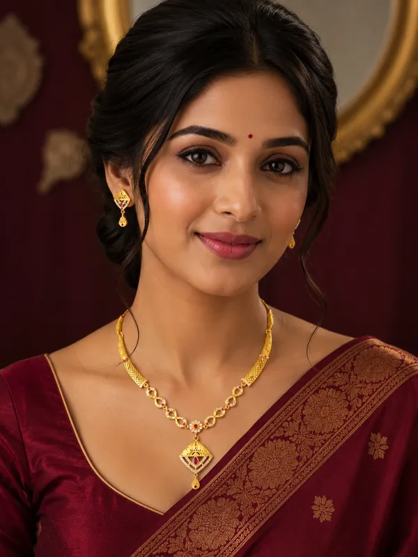 Gold_Plated_Ruby_Stone_Necklace_Set_With_Earrings