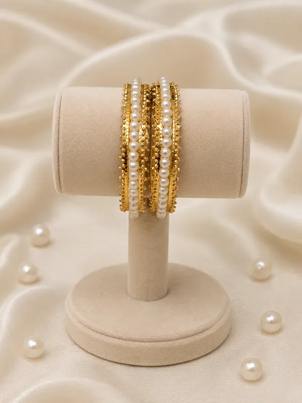 Gold_And_White_Plated_Pearl_And_Crystal_Embellished_Bangle_Set