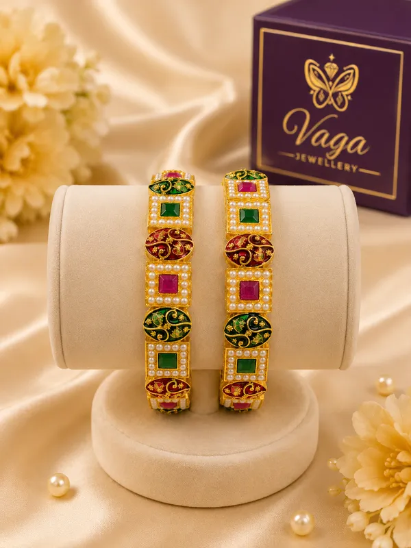Multicolor_Gold_Plated_Kundan_Bangles_Set_Of_2