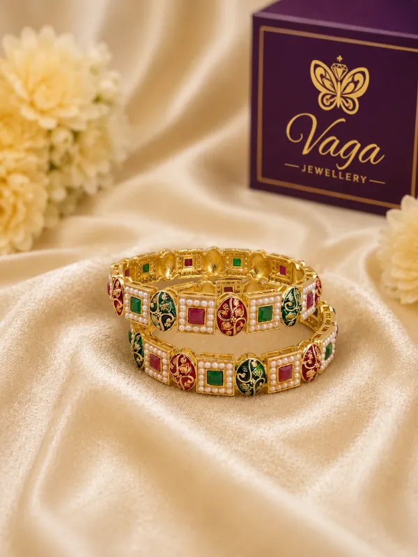 Multicolor_Gold_Plated_Kundan_Bangles_Set_Of_2