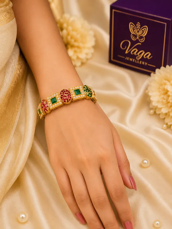 Multicolor_Gold_Plated_Kundan_Bangles_Set_Of_2