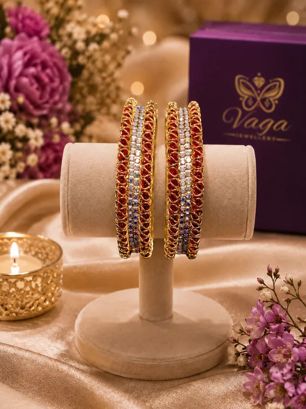 Gold_Plated_Red_Stone_Embellished_Bangle_Set_For_Women
