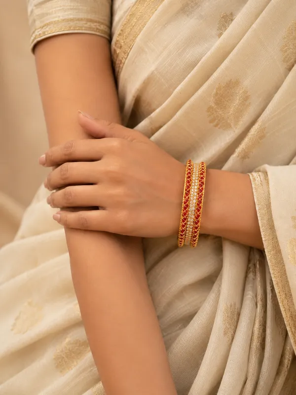 Gold_Plated_Red_Stone_Embellished_Bangle_Set_For_Women