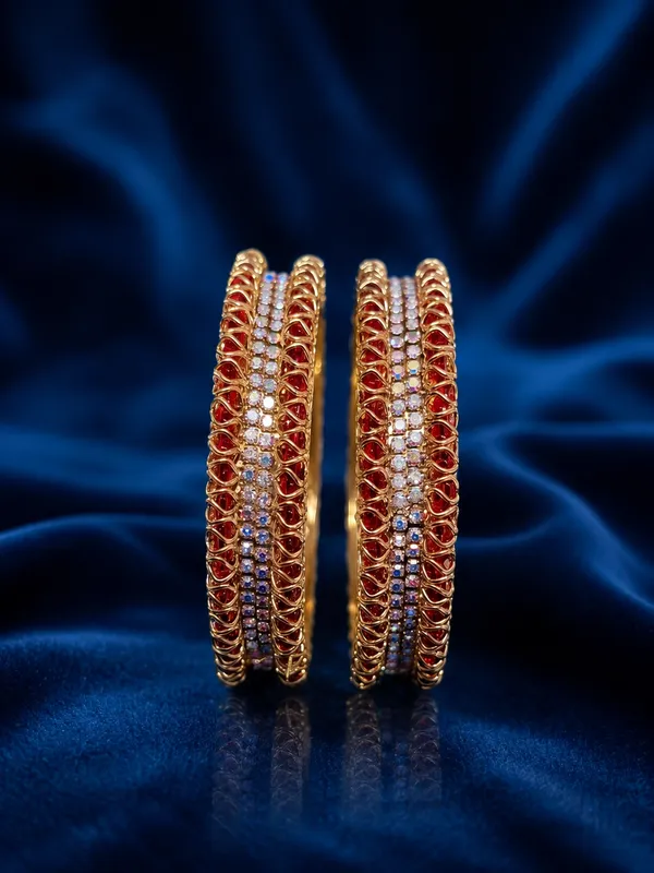 Gold_Plated_Red_Stone_Embellished_Bangle_Set_For_Women