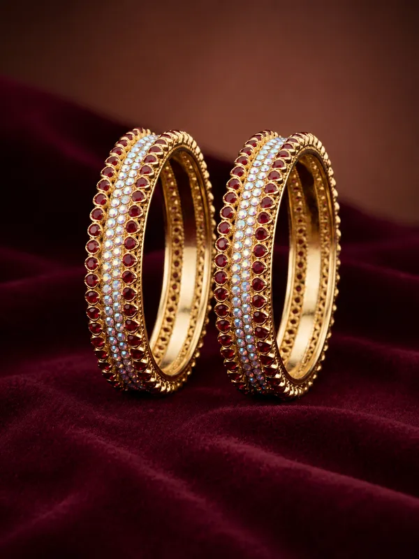 Gold_Plated_Red_Stone_Embellished_Bangle_Set_For_Women
