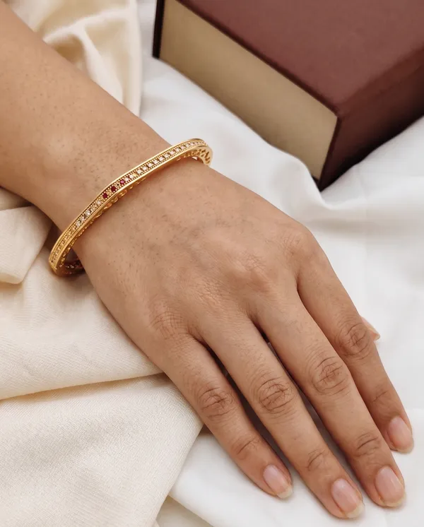 Gold-Plated_Textured_Square_Bangles_Set_Of_2