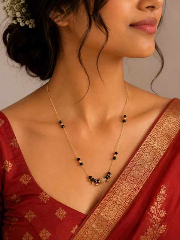 Gold_Plated_Black_Bead_Chain_Necklace_For_Women