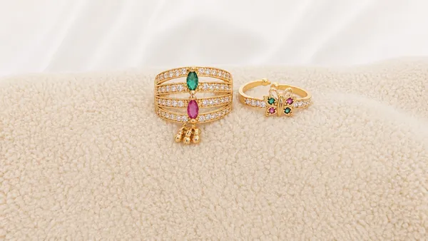 Gold_Plated_Traditional_Peacock_Design_Ring_Set_For_Women
