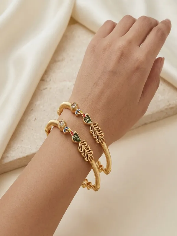 Gold_Plated_Peacock_Design_Bangles_Set_Of_2