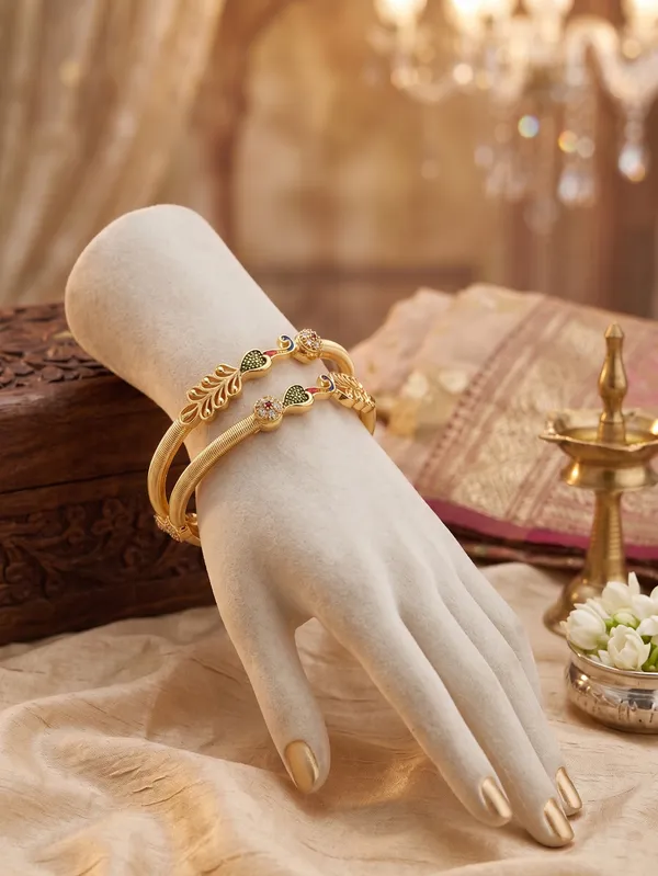 Gold_Plated_Peacock_Design_Bangles_Set_Of_2