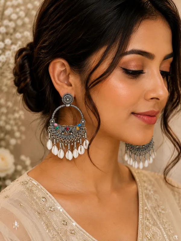 Silver_Oxidized_Multicolor_Shell_Drop_Earrings_For_Women