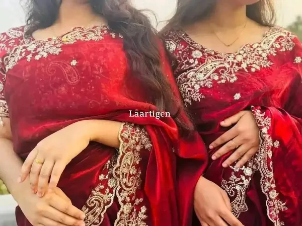 Maroon_Embroidered_Saree_With_Golden_Embellished_Blouse