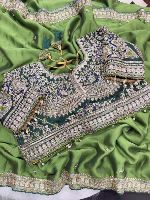 Green_Embroidered_Saree_With_Designer_Blouse