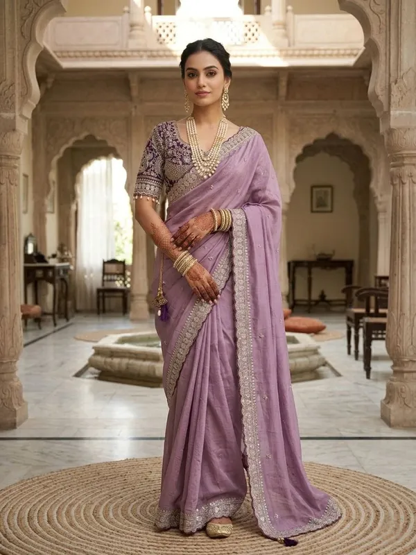 Embellished_Ethnic_Saree_With_Blouse_And_Accessories_Magenta_And_Mauve