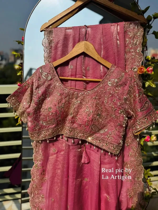 Pink_Embroidered_Net_Saree_With_Designer_Blouse