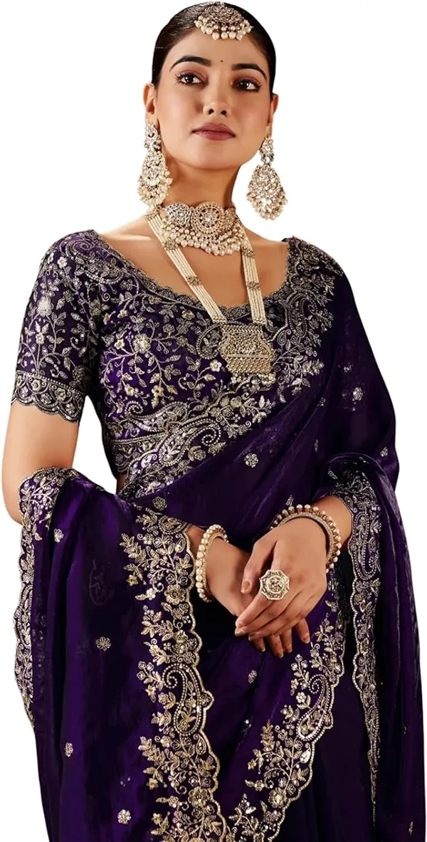 Elegant_Purple_Velvet_Saree_With_Silver_Embroidery_Work