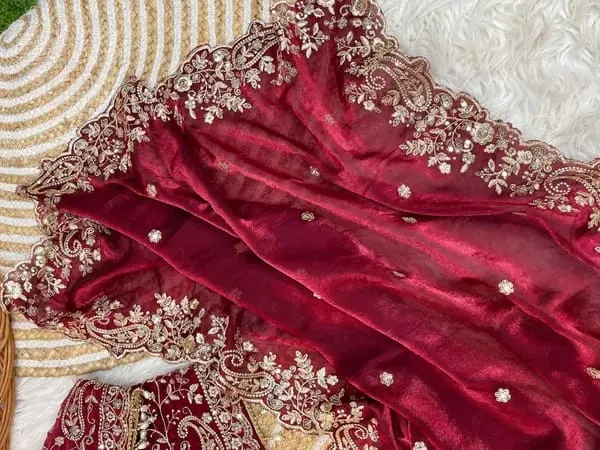 Maroon_Embroidered_Saree_With_Heavy_Golden_Zari_Work