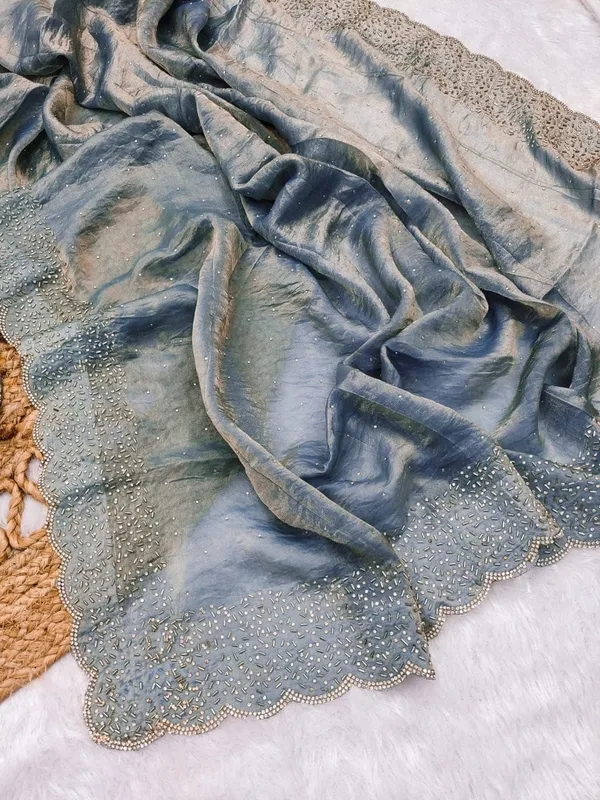 Elegant_Embellished_Silk_Saree_With_Scalloped_Border_In_Dusty_Blue