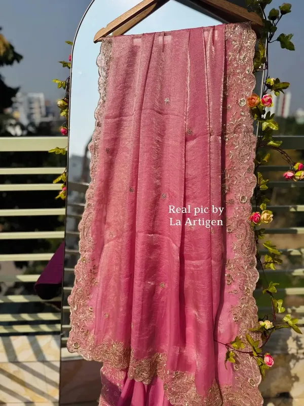 Pink_Embroidered_Net_Saree_With_Designer_Blouse