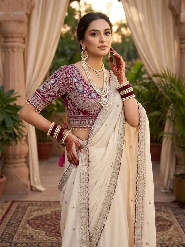 Maroon_Embroidered_Stitched_Blouse_With_Cream_Border
