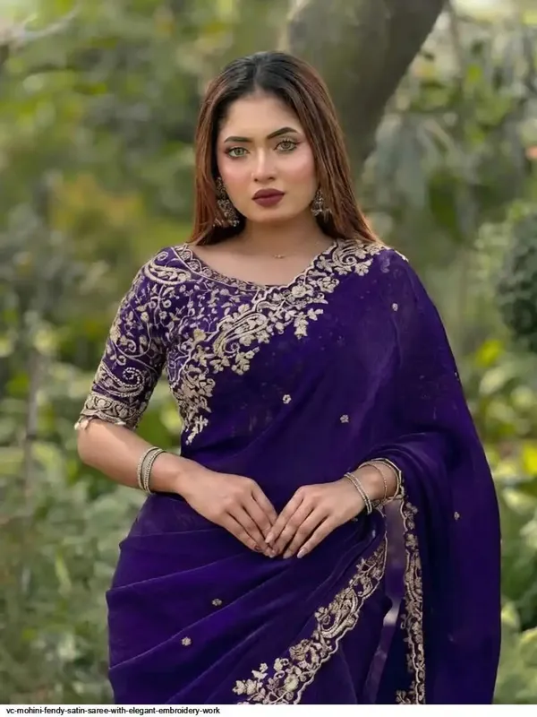 Elegant_Purple_Velvet_Saree_With_Silver_Embroidery_Work