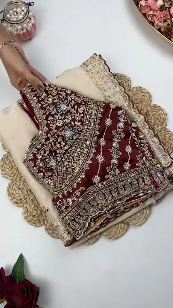 Maroon_Embroidered_Stitched_Blouse_With_Cream_Border