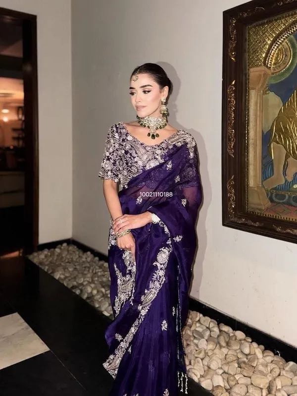 Purple_Embellished_Saree_With_Heavy_Silver_Embroidery_Work