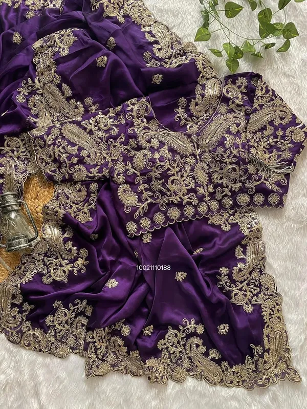 Purple_Embellished_Saree_With_Heavy_Silver_Embroidery_Work