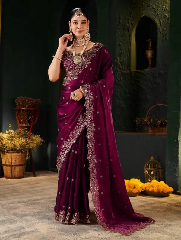 Maroon_Embroidered_Silk_Saree_With_Heavy_Designer_Blouse