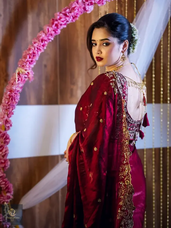 Maroon_Embroidered_Saree_With_Heavy_Golden_Zari_Work