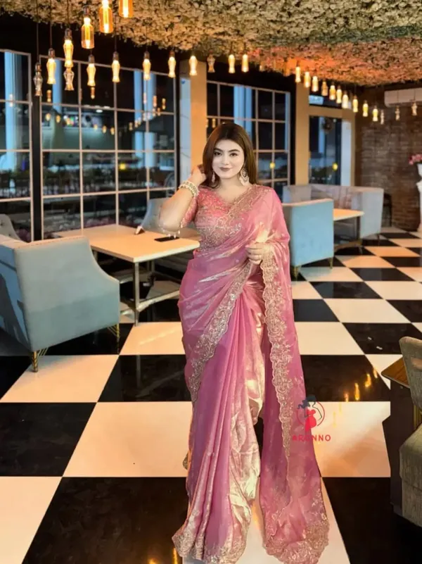 Pink_Embroidered_Net_Saree_With_Designer_Blouse