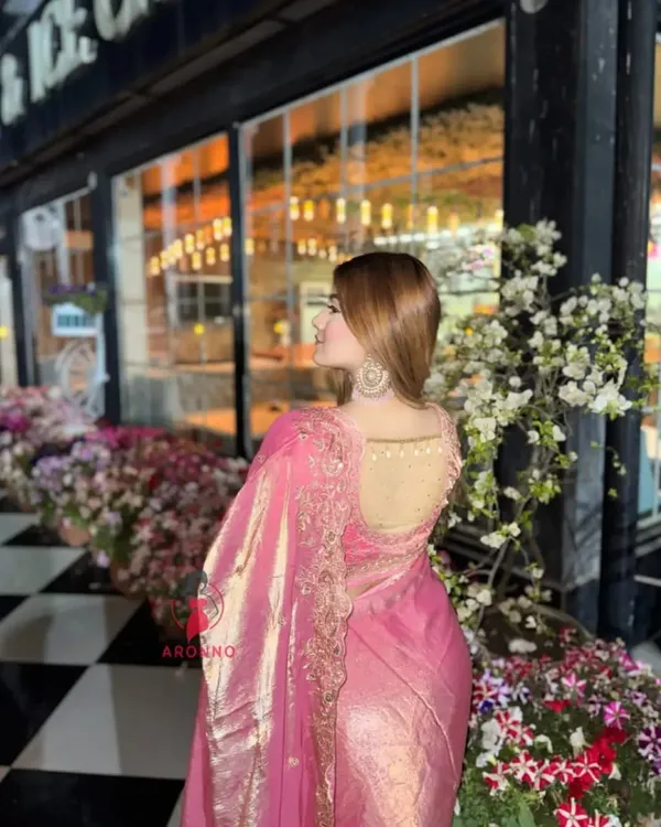 Pink_Embroidered_Net_Saree_With_Designer_Blouse