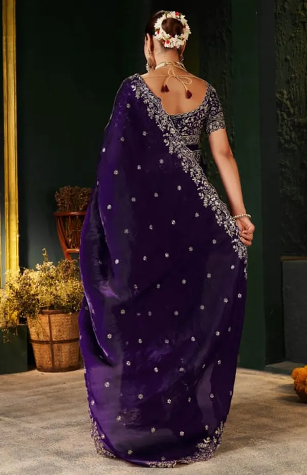 Purple_Embroidered_Velvet_Blouse_With_Scalloped_Neckline_And_Tassel_Details