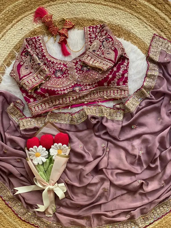 Embellished_Ethnic_Saree_With_Blouse_And_Accessories_Magenta_And_Mauve
