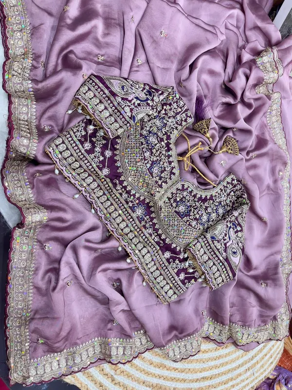 Purple_Embellished_Saree_With_Blouse_Piece_Traditional_Indian_Ethnic_Wear