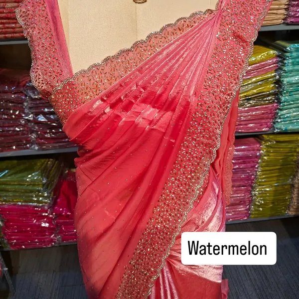 Watermelon_Pink_Embellished_Border_Saree_With_Sequin_Work