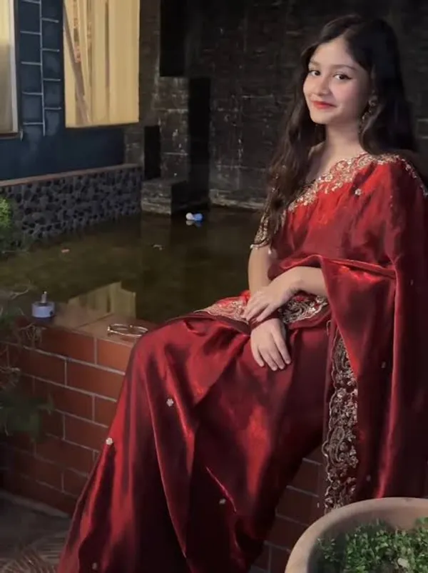 Maroon_Velvet_Embroidered_Saree_With_Heavy_Zari_Work_And_Designer_Blouse
