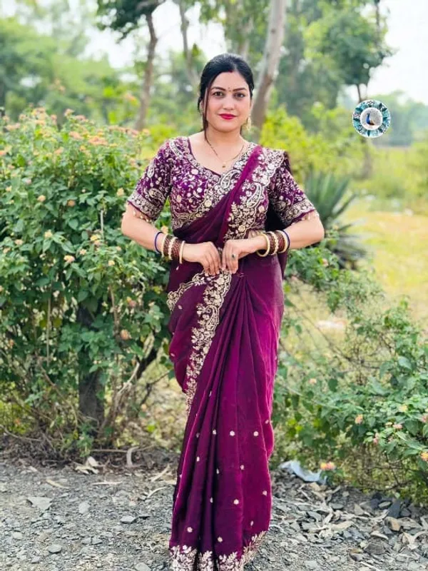 Purple_Embroidered_Silk_Saree_With_Heavy_Border_Work_And_Blouse