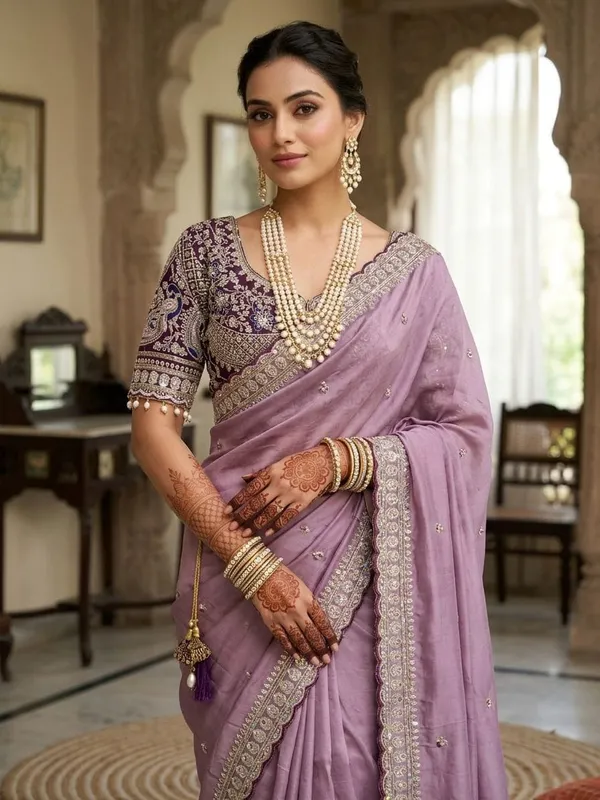 Embellished_Ethnic_Saree_With_Blouse_And_Accessories_Magenta_And_Mauve