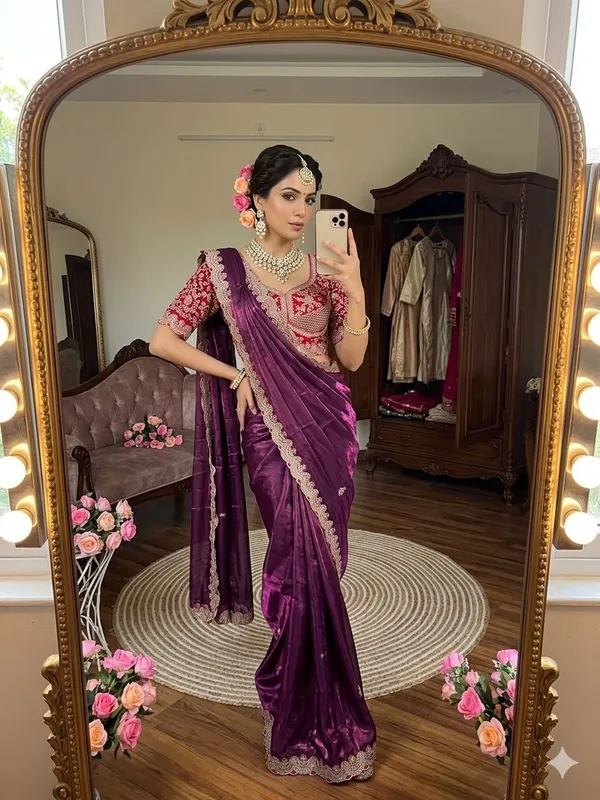 Purple_Silk_Saree_With_Embroidered_Red_Blouse